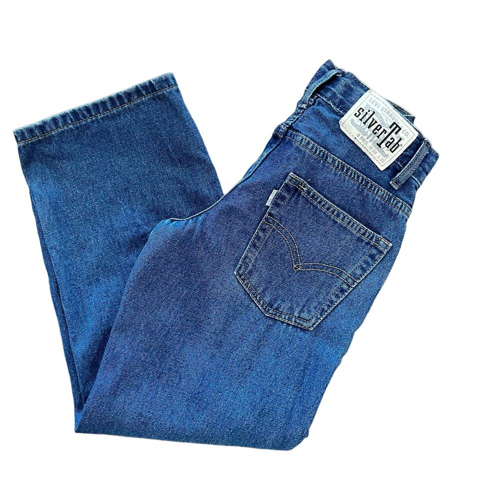 Levi Silver Tab Stay Loose Jeans Kids Size 8 Straight Baggy Adjustable Waist